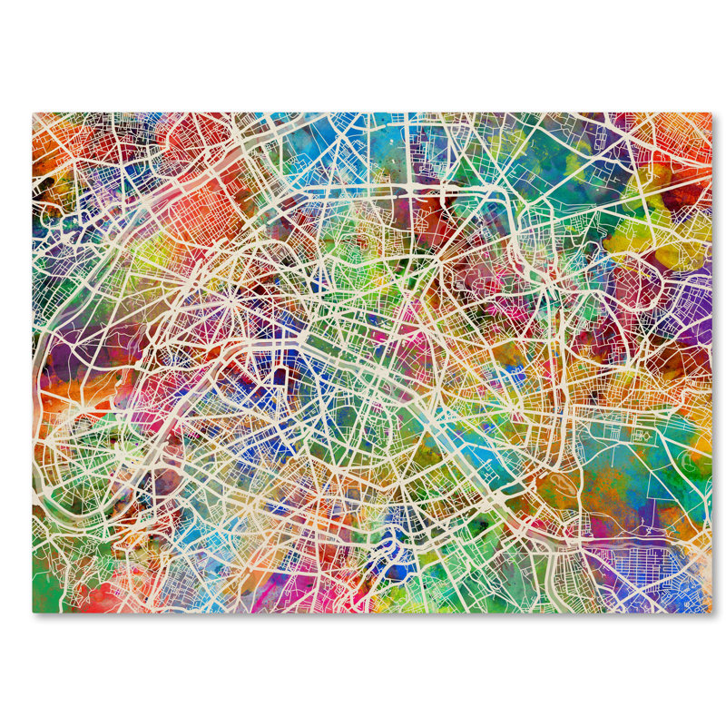 Trademark Art Paris France Street Map Graphic Art On Wrapped Canvas Wayfair