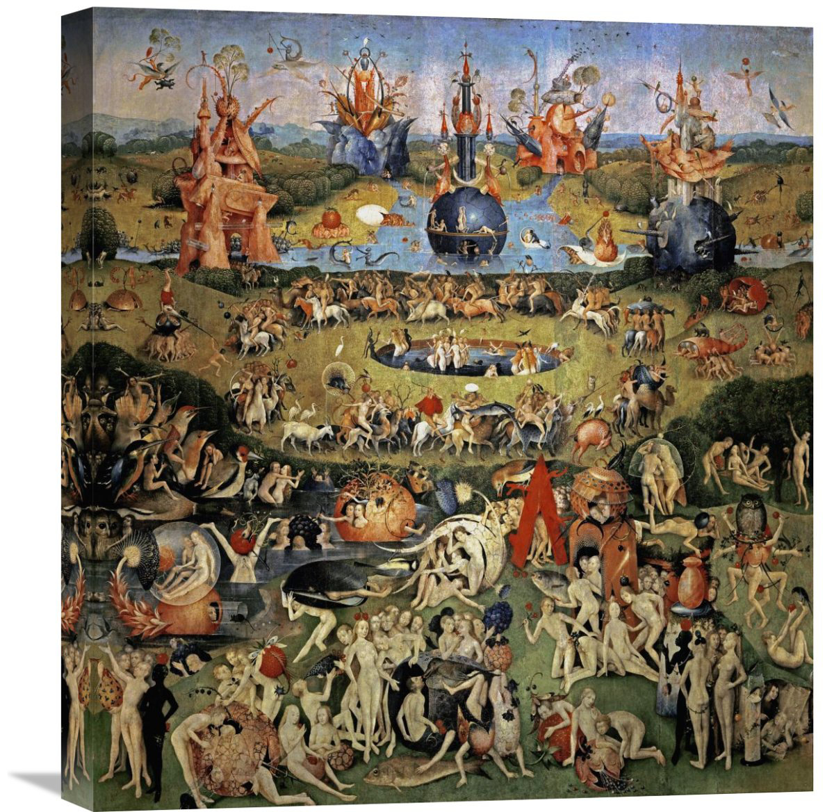 \u0027The Garden of Earthly Delights (Center Panel)\u0027 by Hieronymus Bosch Painting Print on Wrapped Canvas