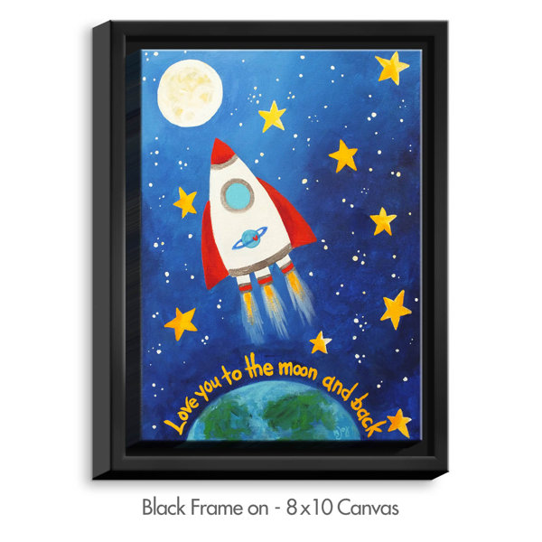 Dianochedesigns Love You To The Moon Rocket Framed Oil Painting
