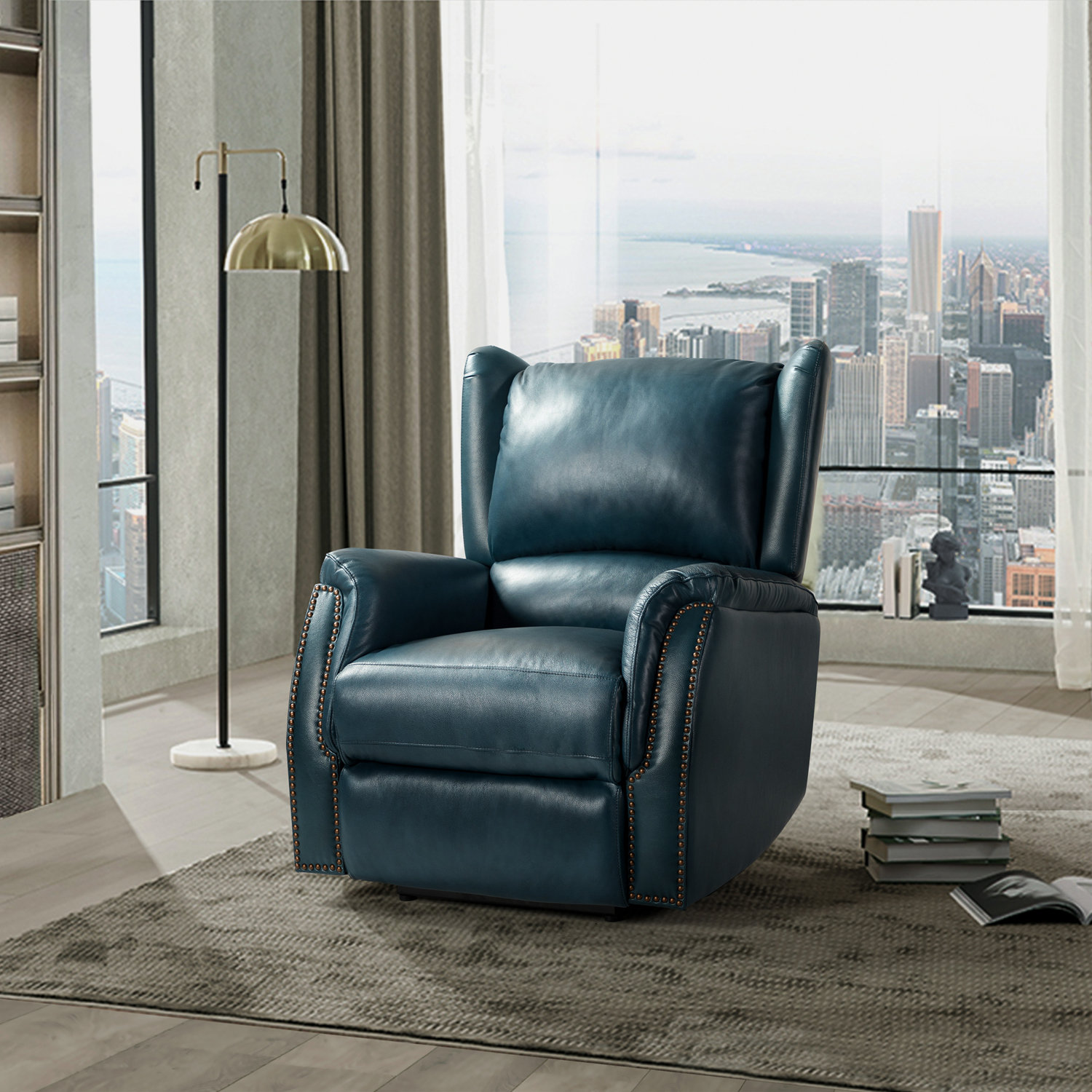 Red Barrel Studio® Domingo Genuine Leather Power Recliner With Wingback