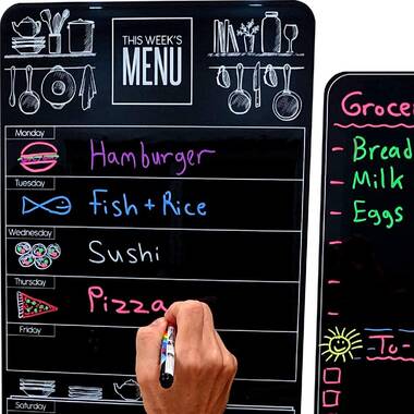 Weekly Meal Planner Magnetic Dry Erase Stylish and Durable Metal Tin Dry Erase Menu Board for Easy Hanging and Clean flinelife Weekly Menu Board For Fridge 12x16 Dinner Planner for Fridge 