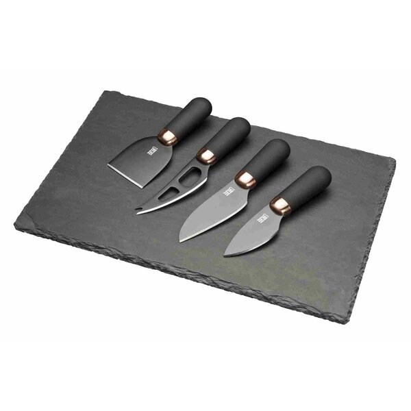 Thirstystone Set of 3 Black & White Marble Handled Cheese Knives 
