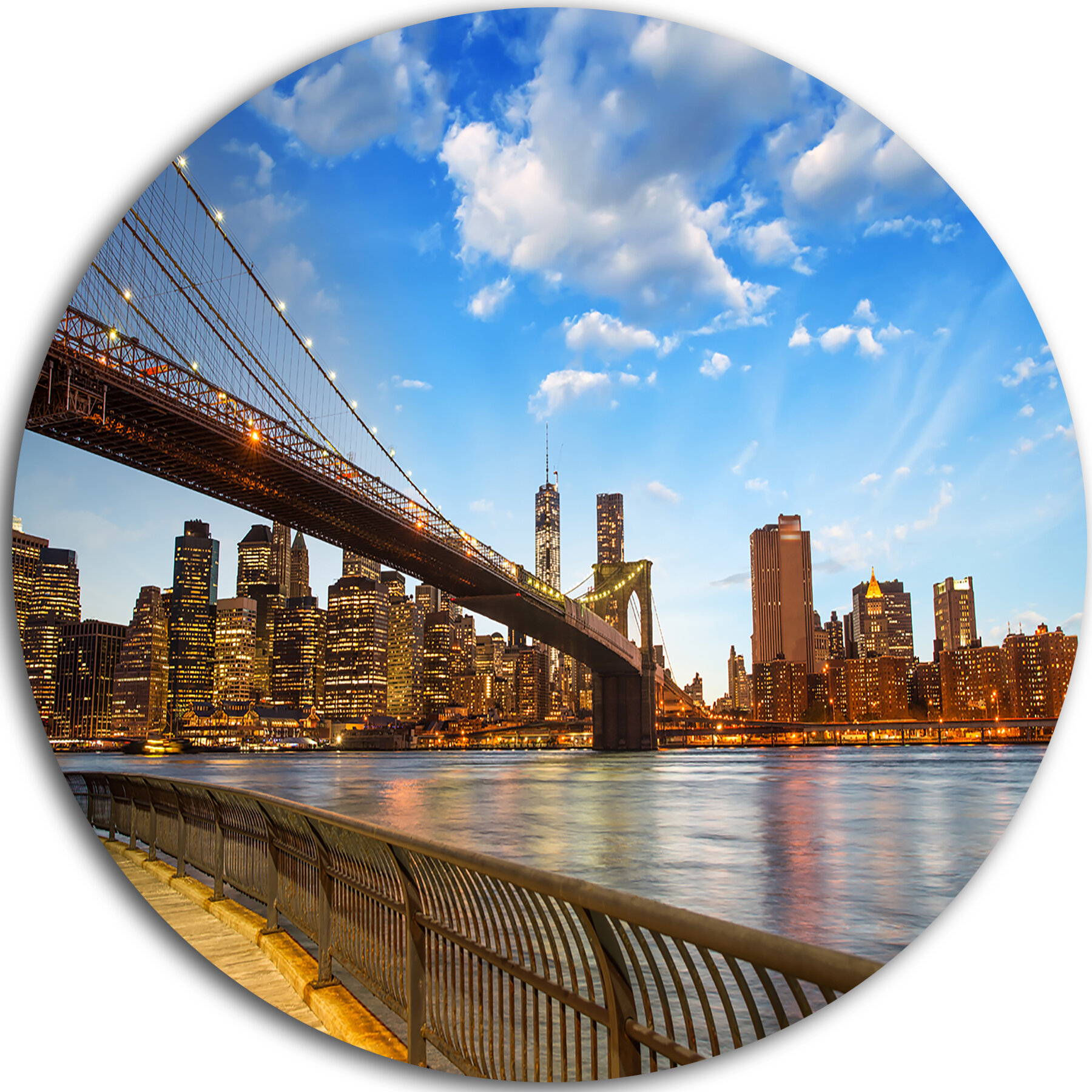 Designart Calm Sky Over Brooklyn Bridge Photographic Print On Metal