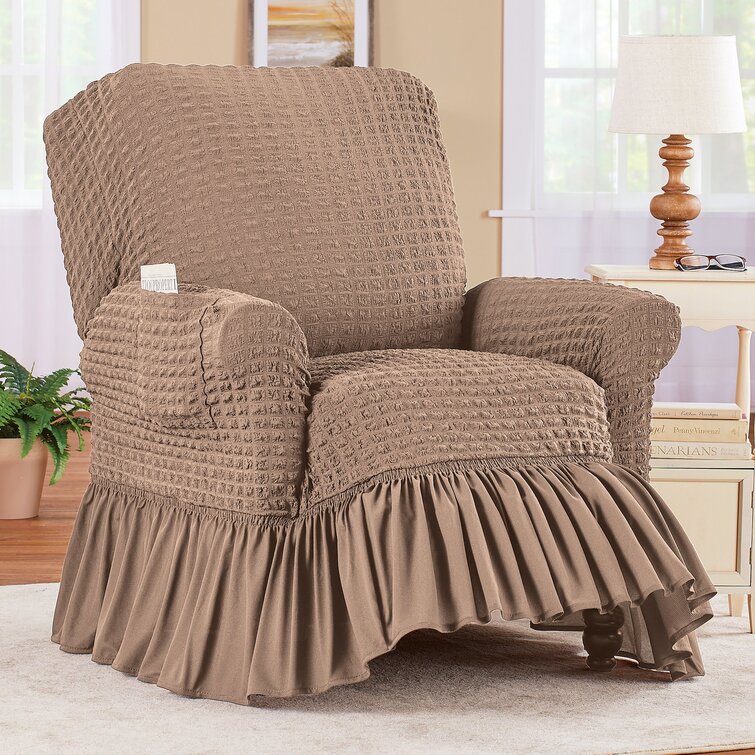 TAN Surefit Lattice Box Cushion Chair 