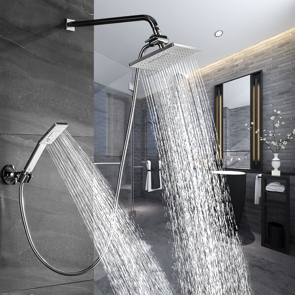 Rainfall Head Hand Spray Mixer Faucet Shower Set Ceiling Mounted Black Bathroom