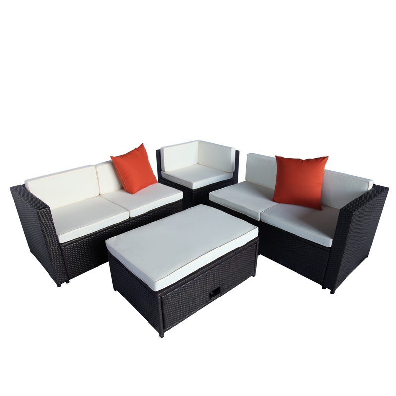 Latitude Run Aneet Outdoor L Shape 4 Piece Rattan Sectional