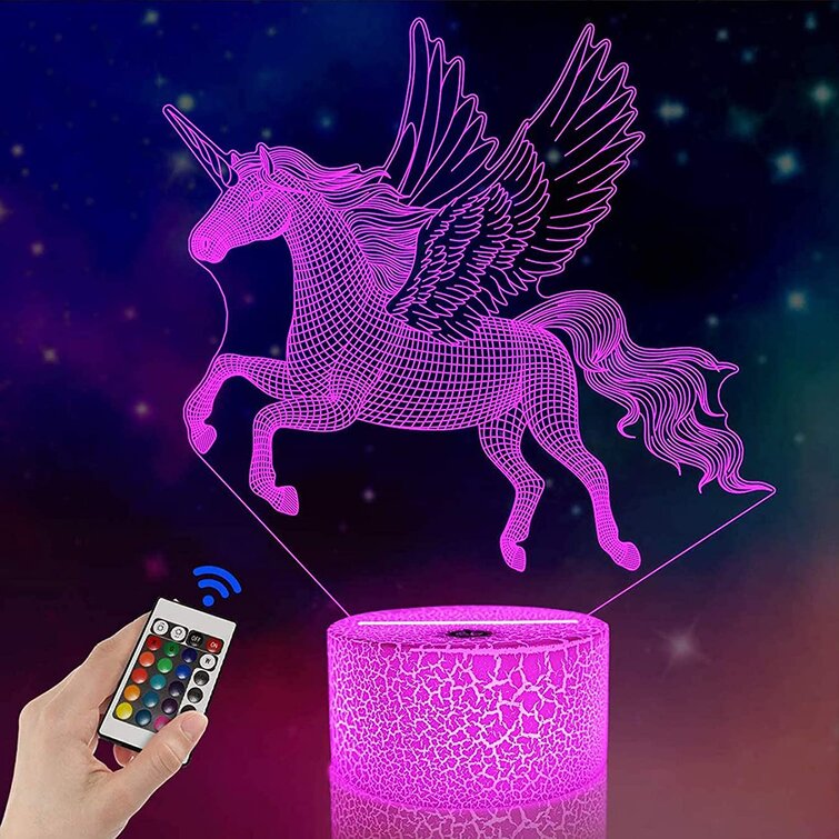 3D Illusion Night Light Unicorn Changing Colours USB Touch Sensor Lamp Kids GIFT