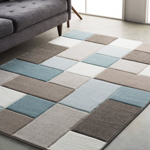Modern Area Rugs Allmodern Mott Street Modern Geometric Carved Teal Brown Area Rug