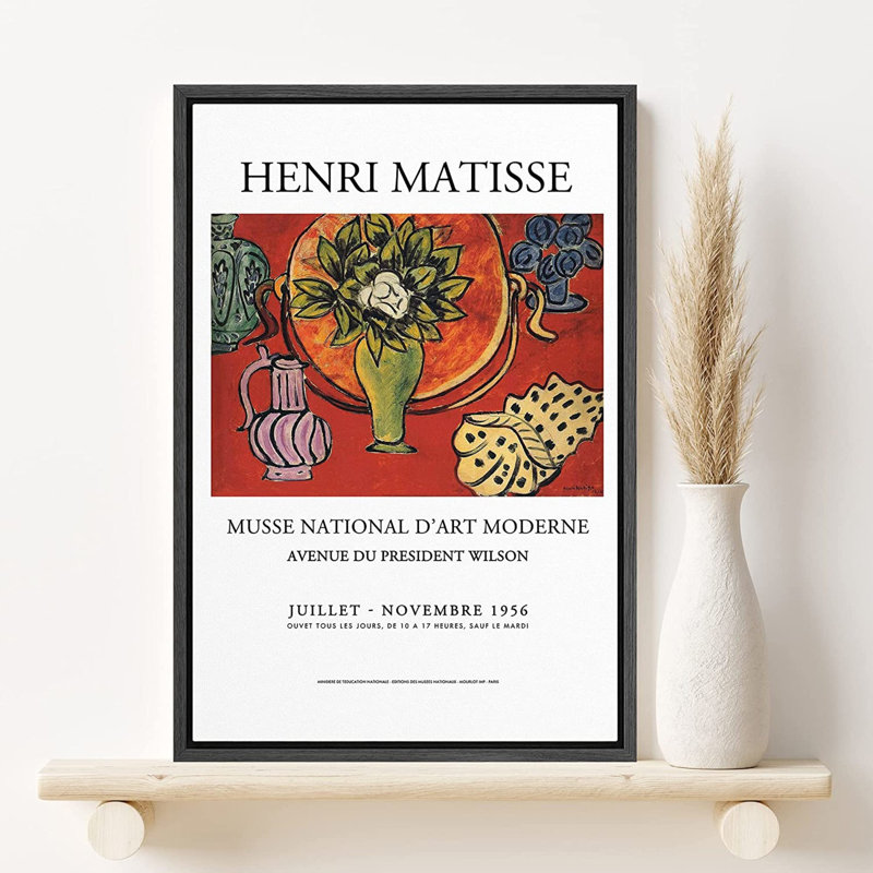 SIGNLEADER Framed Canvas Print Wall Art Musse National D''art Poster Abstract Brushstroke Illustrations Expressionism Traditional Colorful Multicolor For Living Room, Bedroom, Office - 24"X36" White Format: Black Framed, Size:  24" H x 16" W x 1.5" D