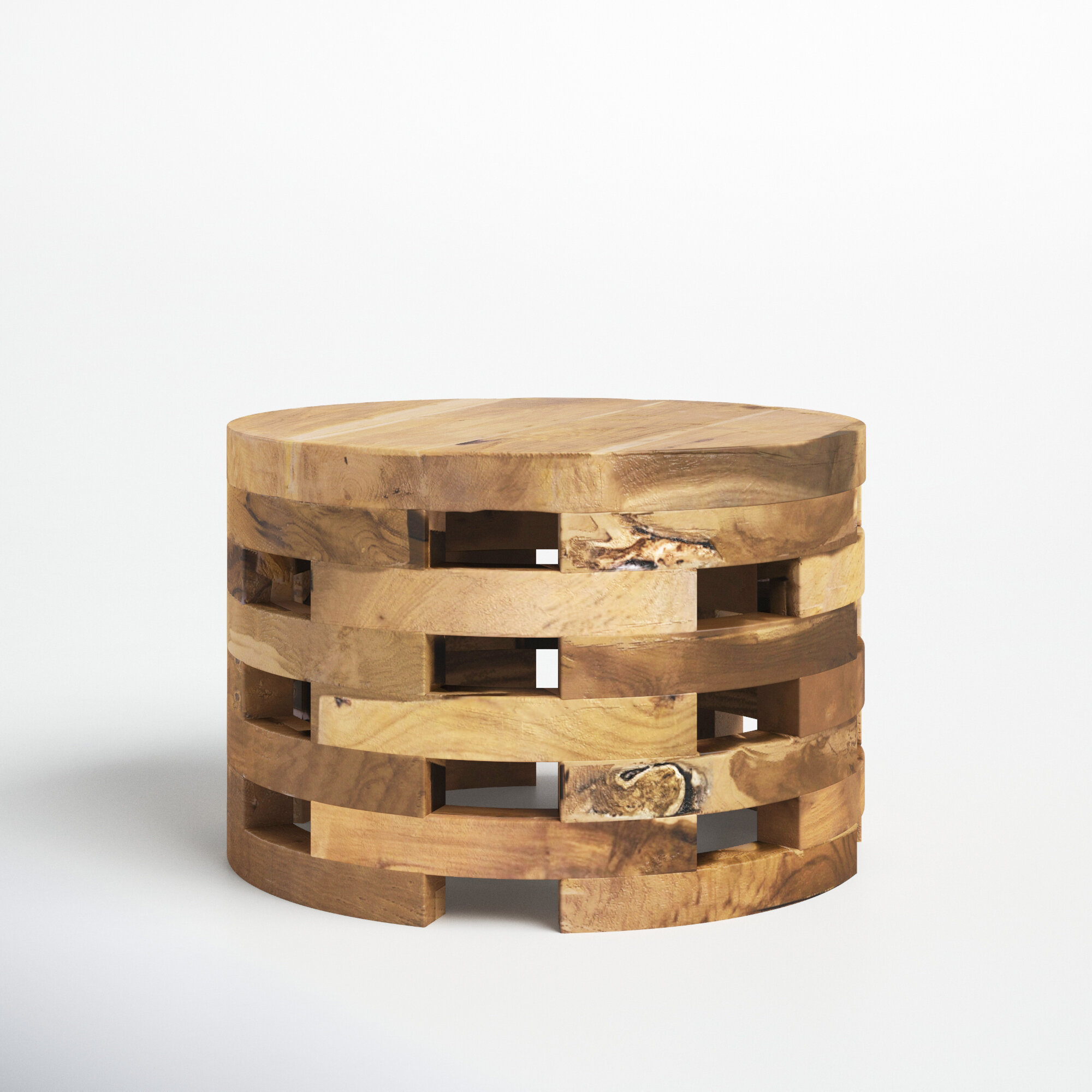 celaya solid wood drum coffee table