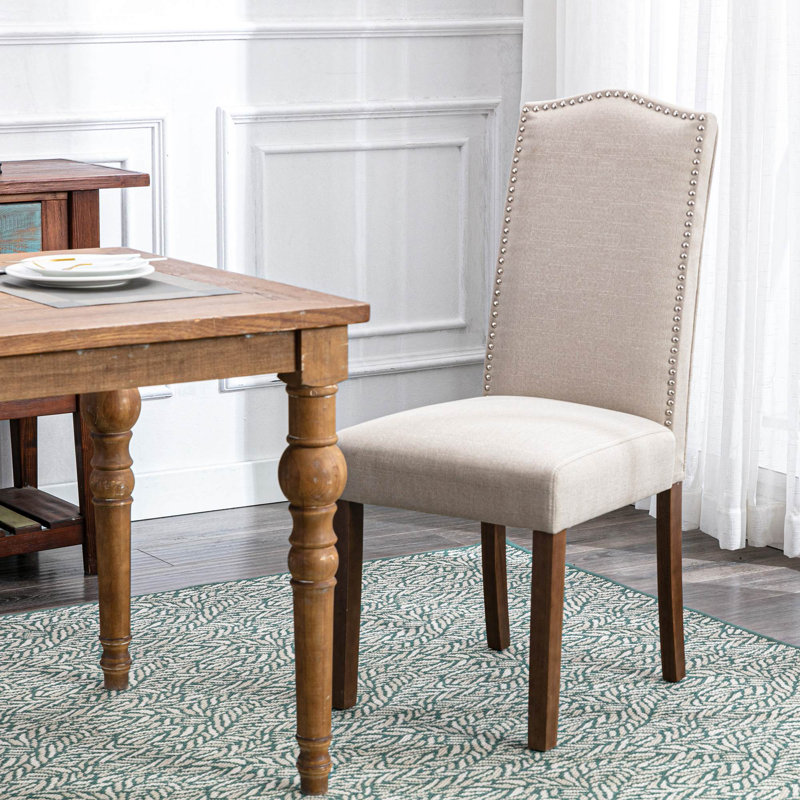 Tufted Linen Upholstered Parsons Chair Upholstery Color: Beige