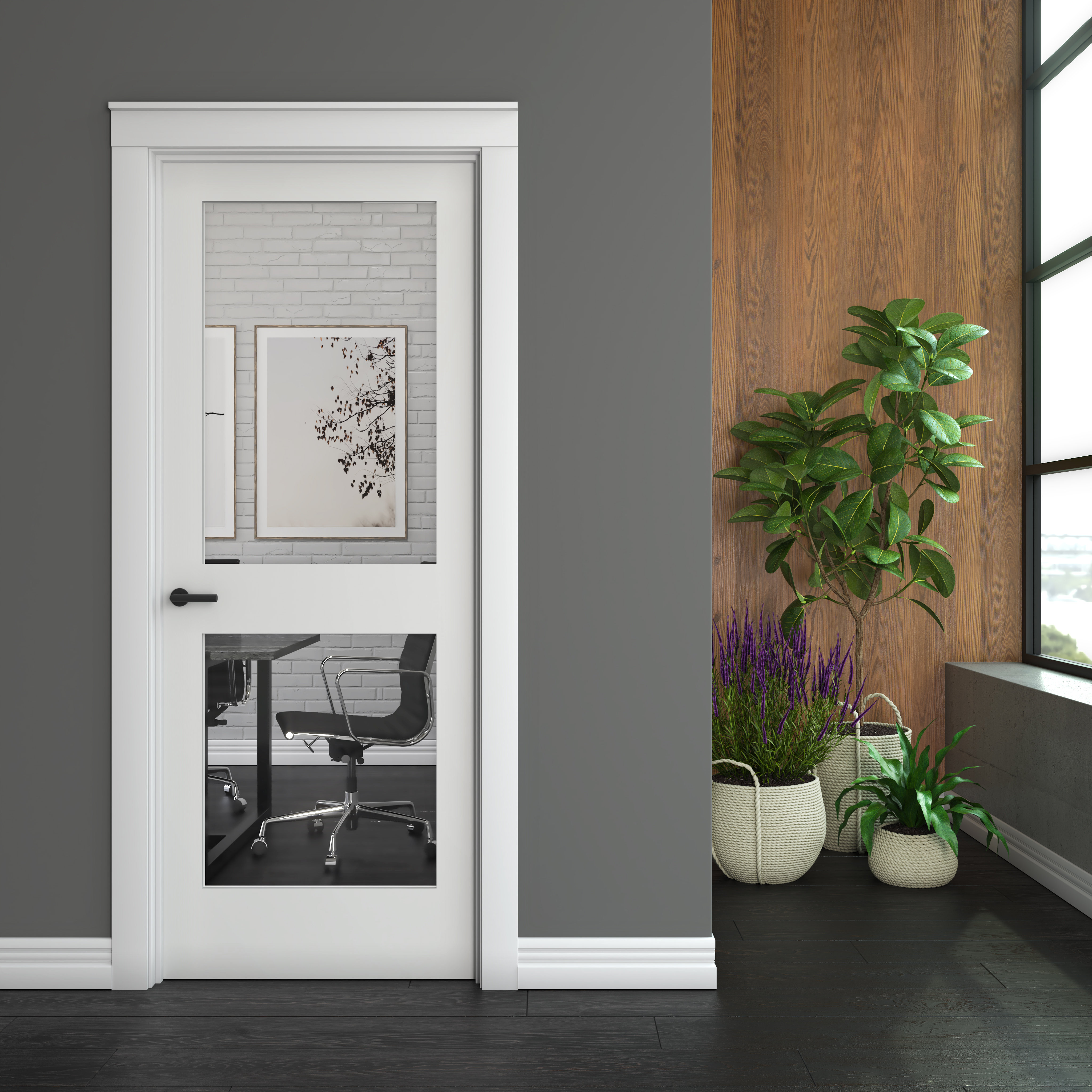 EightDoors Clear Glass 2Lite Wood Primed Shaker French Doors Wayfair