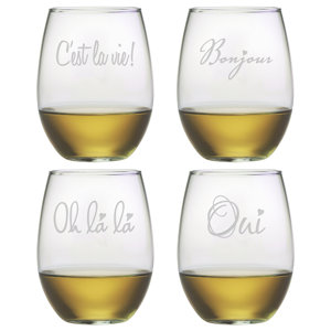4 Piece French 101 21 Oz. Stemless Wine Glass Set