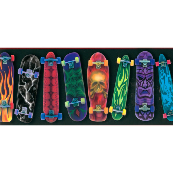 Zoomie Kids Tryon Kids Skateboards 15 L X 8 W Wallpaper Border