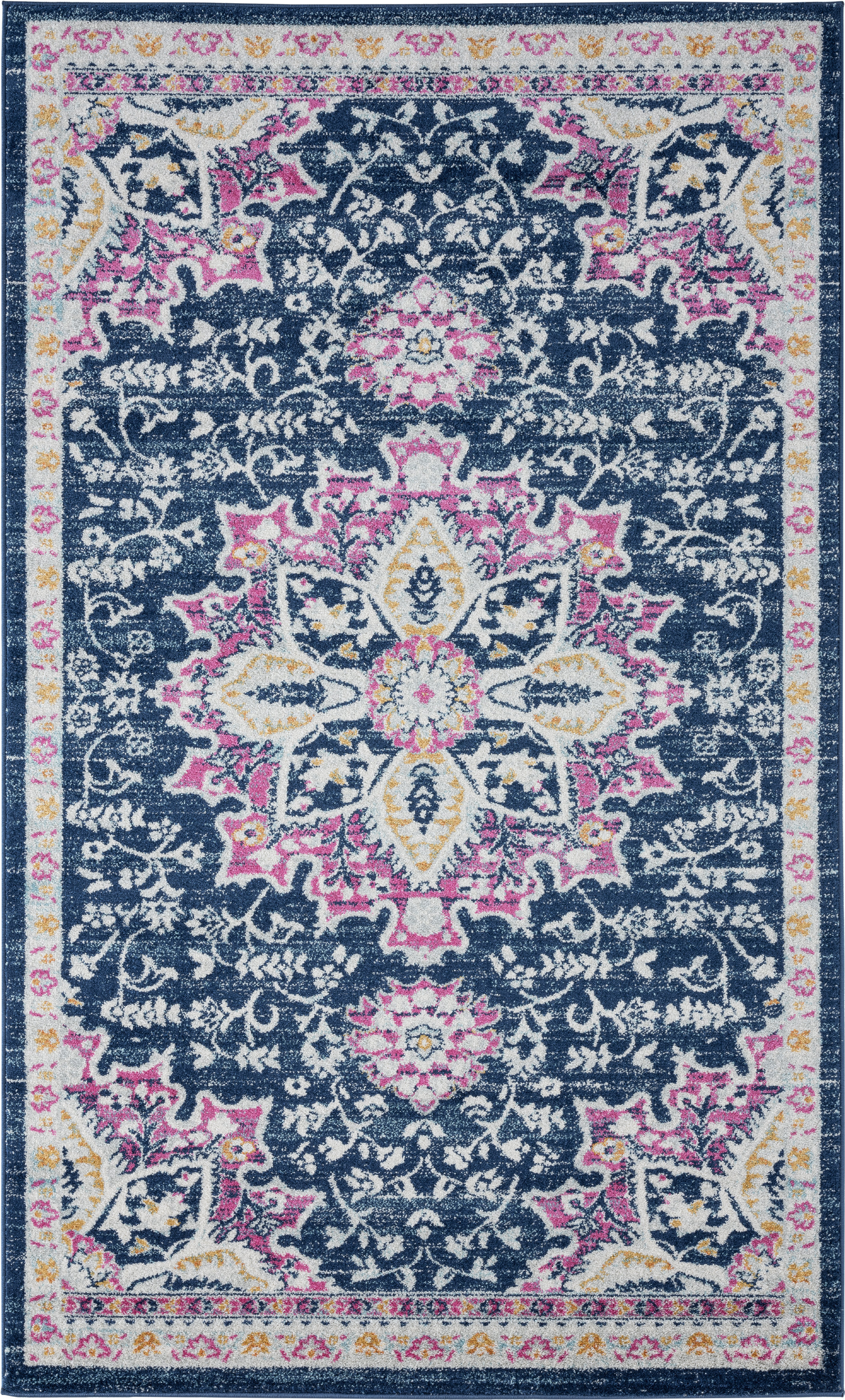 Bungalow Rose Bonhill Power Loom Blue Pink Rug Wayfair