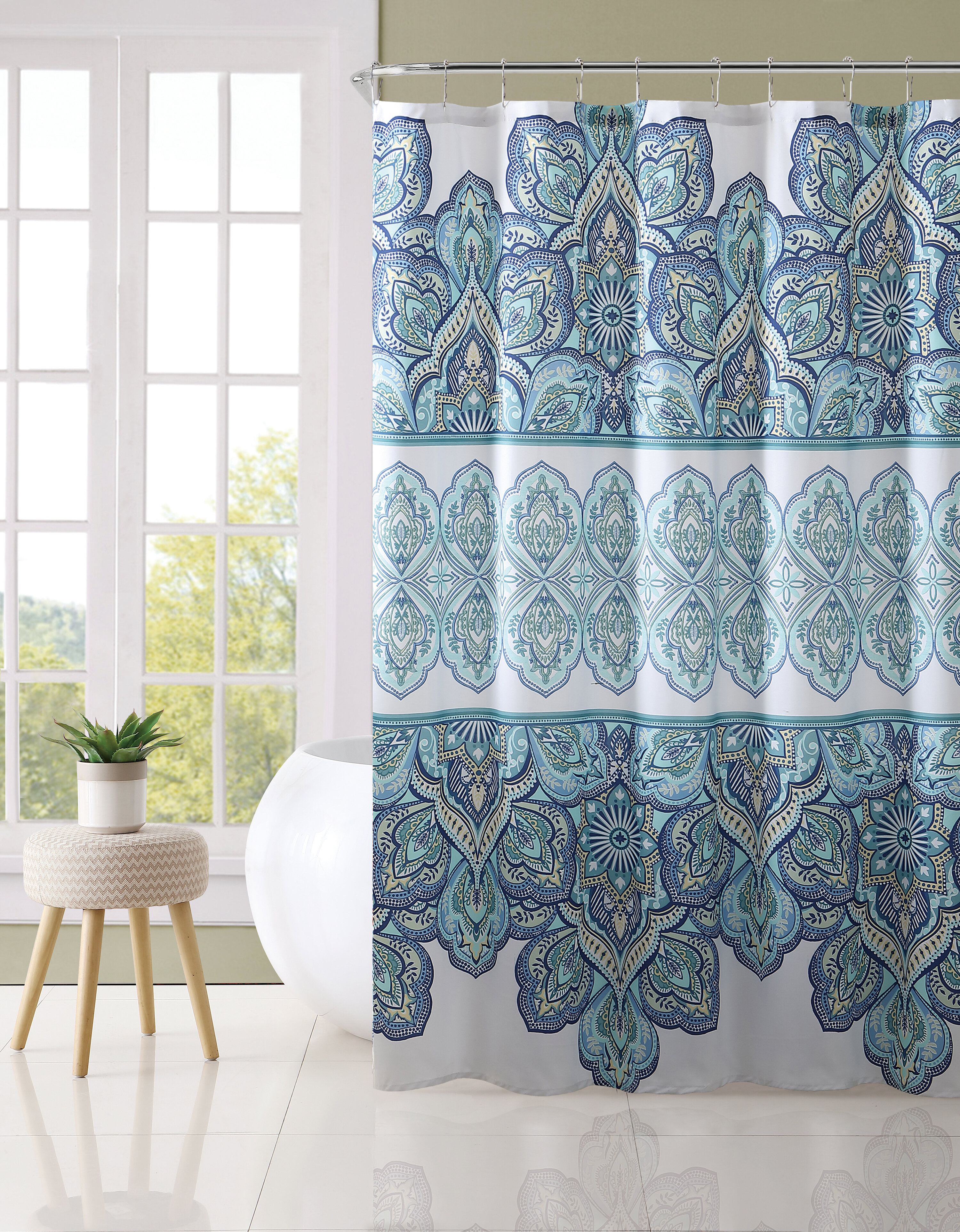 Kaleidoscope pattern fabric shower curtain new free shipping 