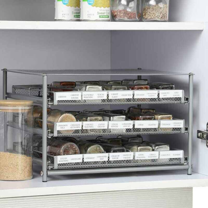 Rebrilliant 2-Piece Kitchen Cabinet Spice Rack Double-Layer Storage Rack  Stackable Expandable & Reviews