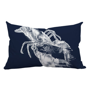 Lobster Watercolor Graphic Lumbar Pillow