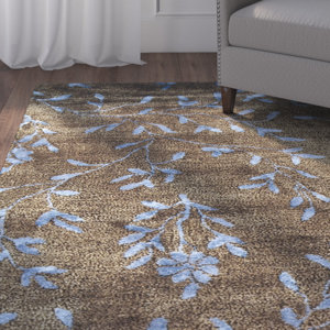 Alvan Hand-Tufted Brown / Light Blue Area Rug