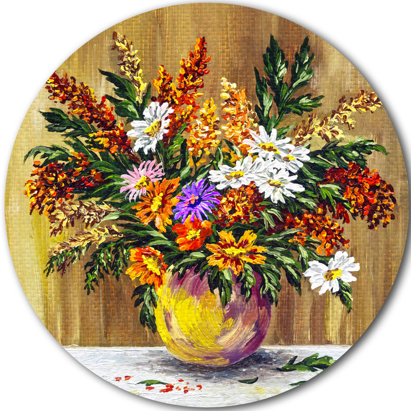 Designart Wild Flowers In A Pot Painting Print On Metal Wayfair