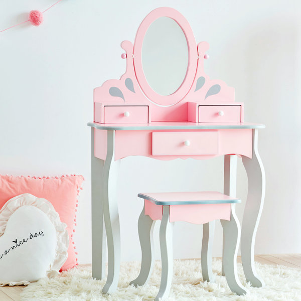 little girl wooden vanity set