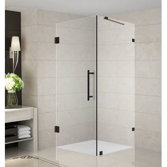 Aston Bromley Gs Frameless Corner With Glass Shelves 70 X 72 Rectangle Hinged Shower Enclosure Wayfair