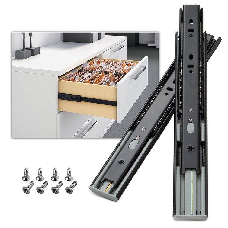 6 Pairs of 16 Inch Hardware 3-Section Soft Close Full Extension Ball Bearing Side Mount Drawer Slides,100 LB Capacity Drawer Slide 