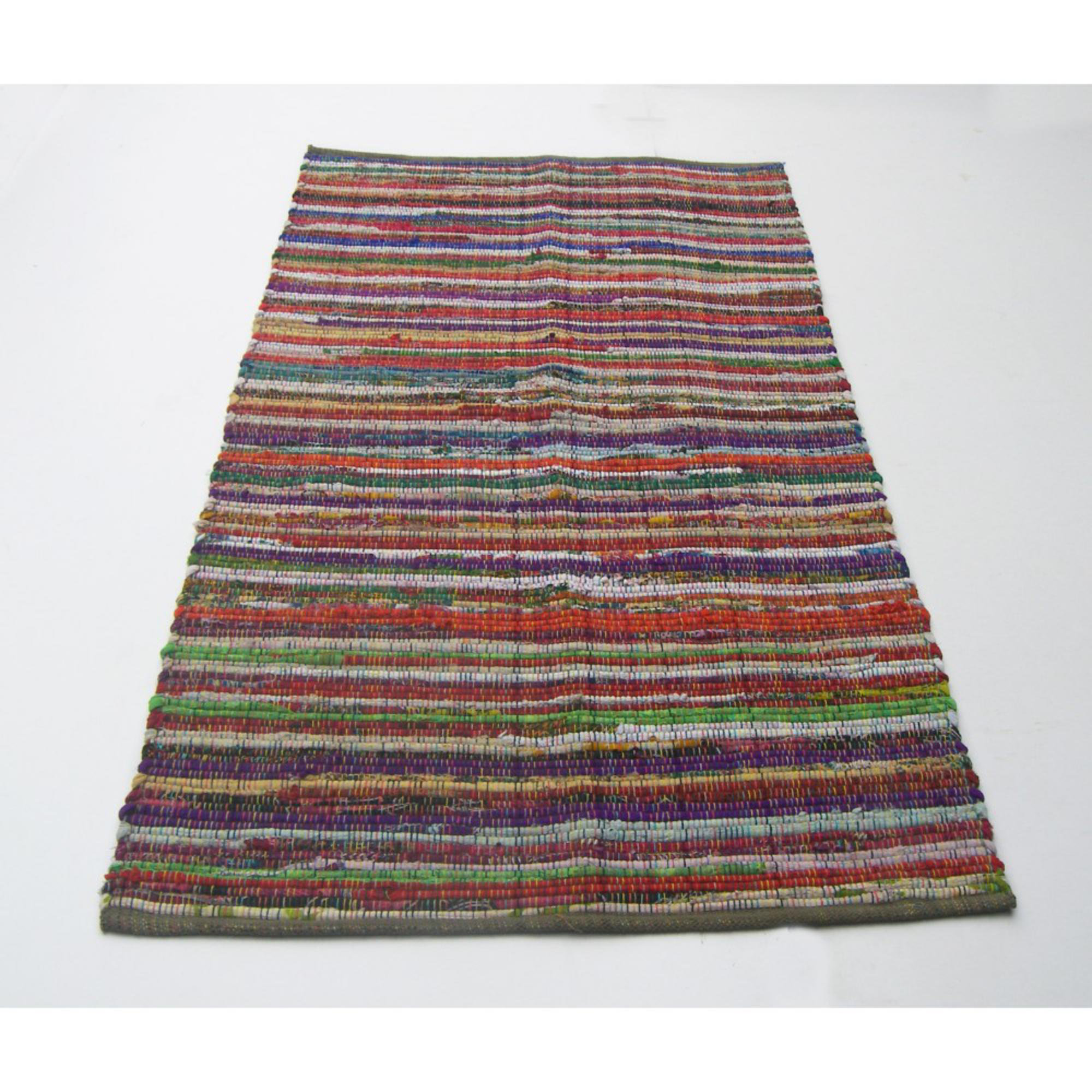 Latitude Run Leonardo Recycle Chindi Rag Cotton Red Brown Purple Area Rug Wayfair