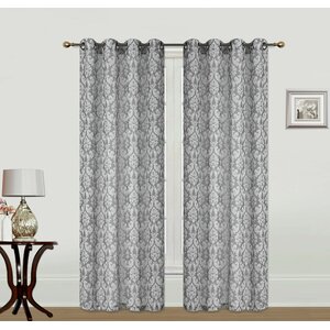 Josiah Damask Semi-Sheer Grommet Single Curtain Panel