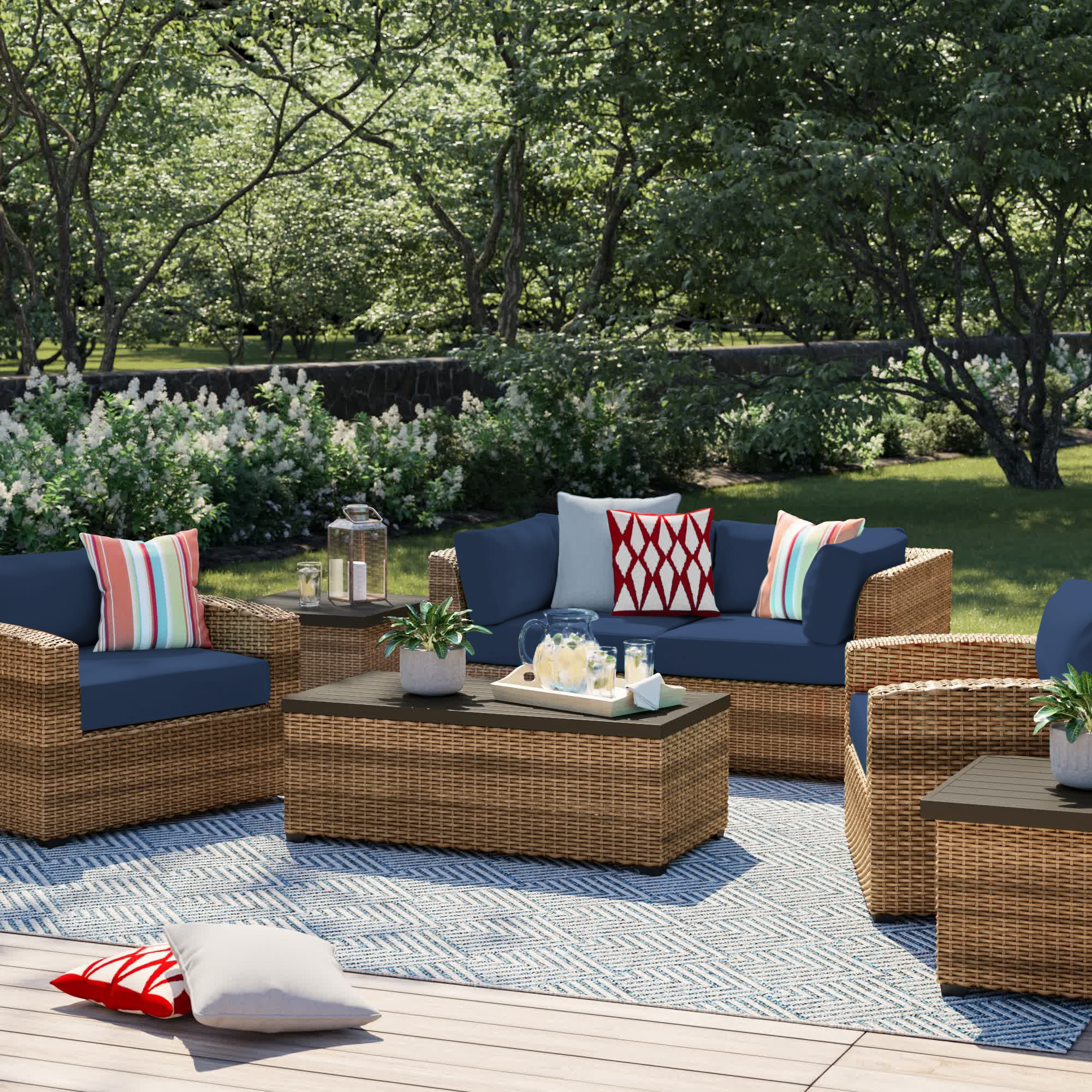 Sol 72 Outdoor™ Waterbury Rattan Wicker 4 Person Seating Group with