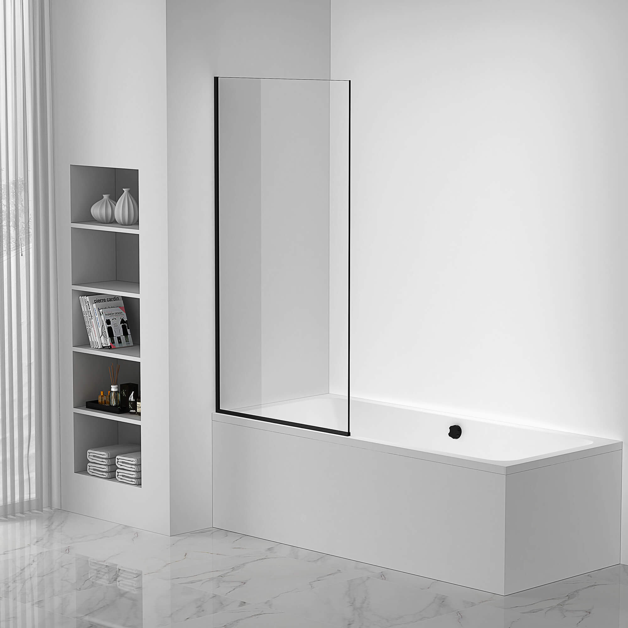 Fine Fixtures 34'' W x 58'' H Slab SemiFrameless Tub Door with Clear
