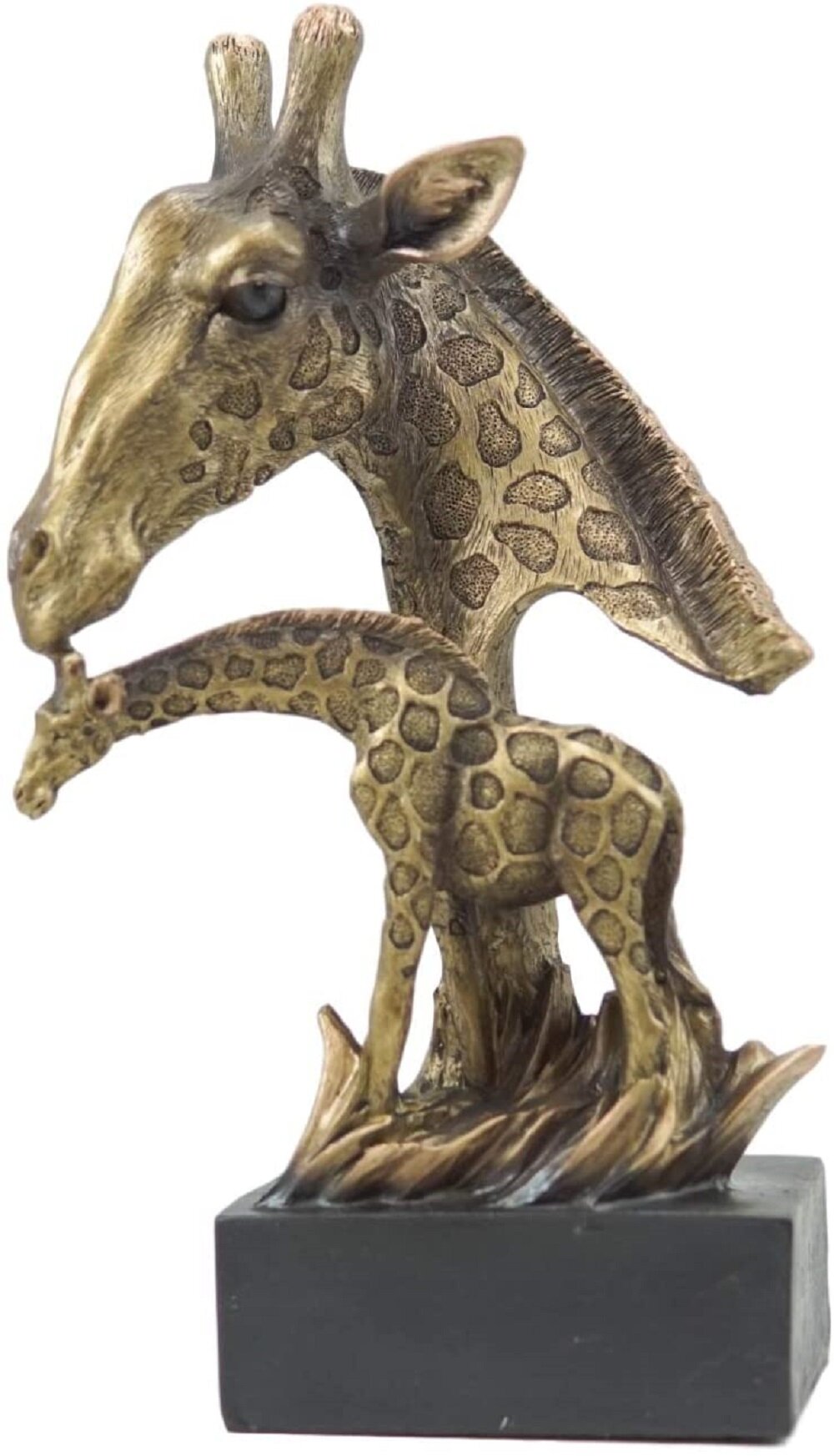 2 Modern Giraffe Figurines Antique Metallic Silver Sculptures Table Decor Accent 
