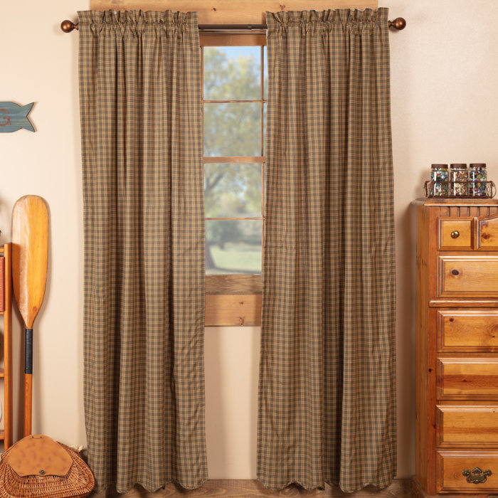 August Grove Banhart Scalloped Plaid Rod Pocket Curtain Panels