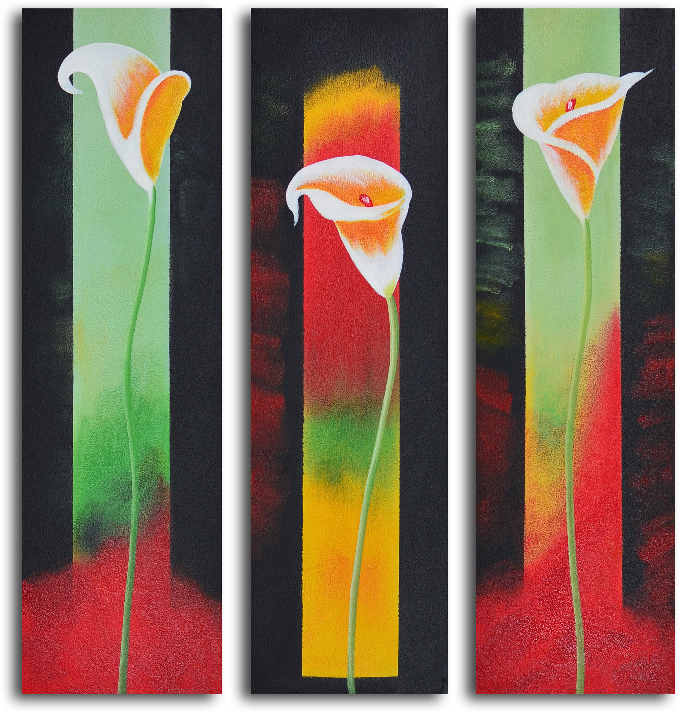 My Art Outlet Upstaged Lilies 3 Piece Painting On Wrapped Canvas Set Wayfair