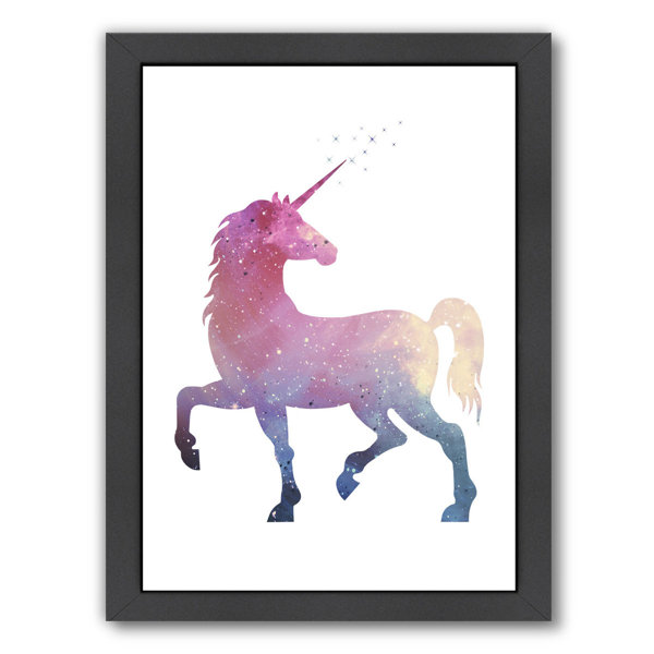 East Urban Home Unicorn Framed Graphic Art In Purple Wayfair