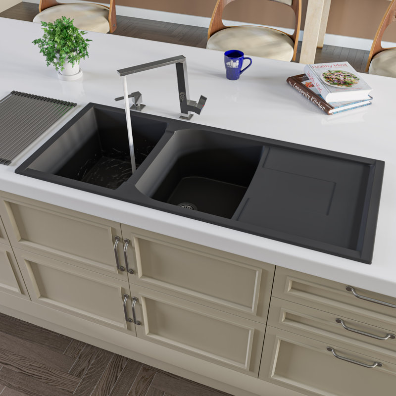 Alfi Brand Granite Composite 46 L X 19 75 W Drop In Kitchen Sink Wayfair Ca