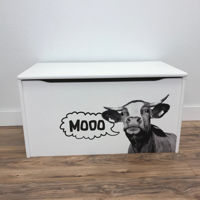 Zoomie Kids Hewish Moo Cow Print Toy Box Wayfair