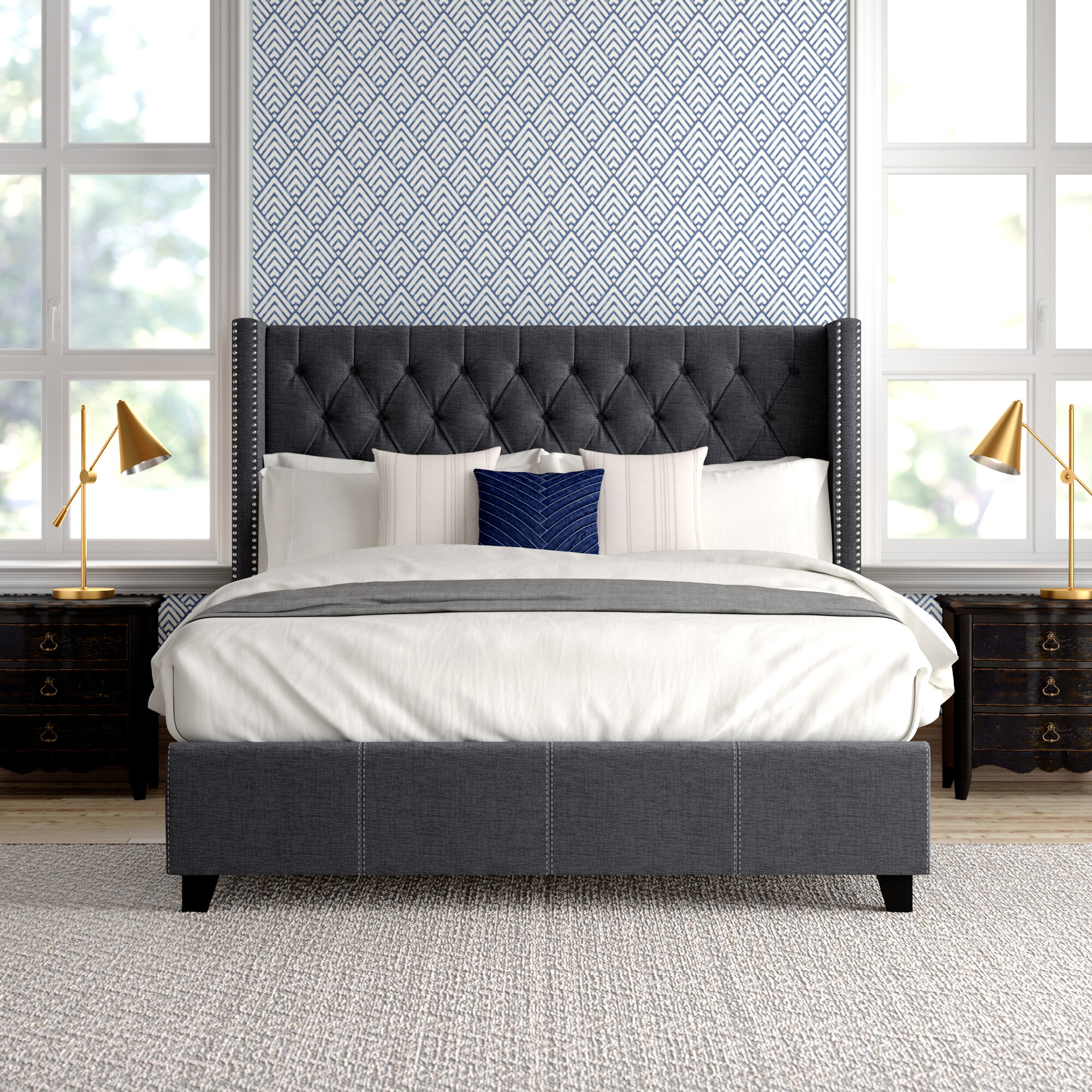 Joss Main Colleen Tufted Upholstered Low Profile Platform Bed Reviews Wayfair