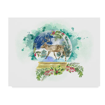 East Urban Home Reindeer Snow Globe Acrylic Painting Print On Wrapped Canvas Wayfair