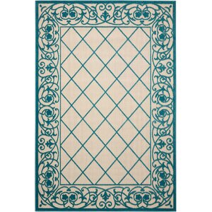 Seaside Aqua/Beige Indoor/Outdoor Area Rug