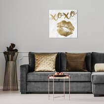 Golden Lip Fashion Stretched Canvas Print Framed Home Wall Art Office Decor Gift