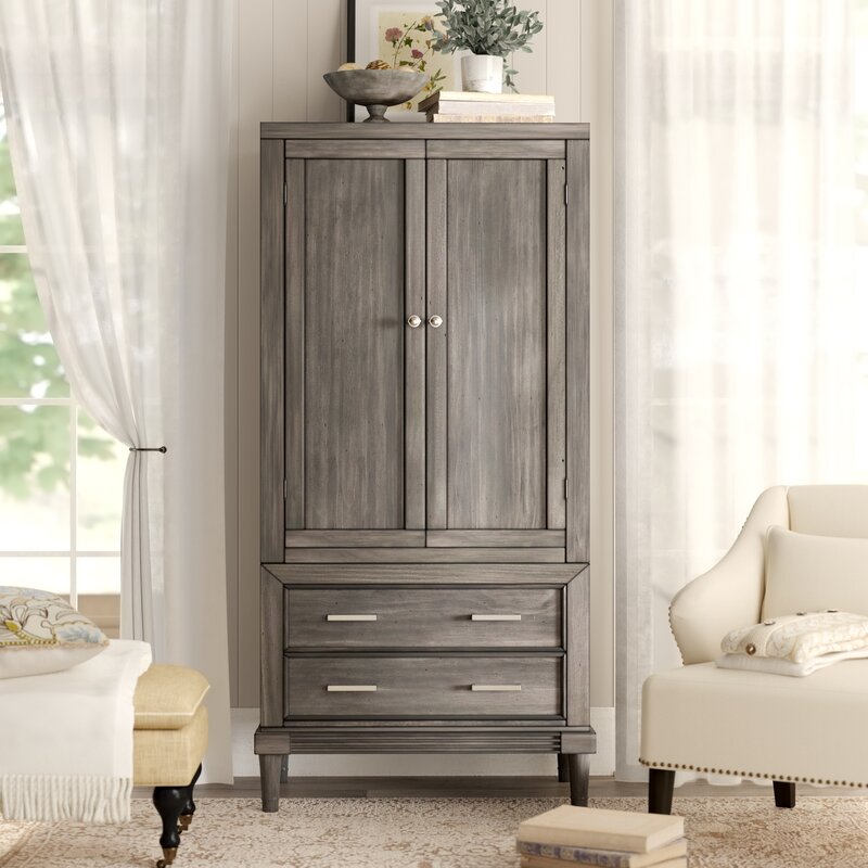 Lark Manor Burch Solid + Manufactured Wood Armoire & Reviews | Wayfair