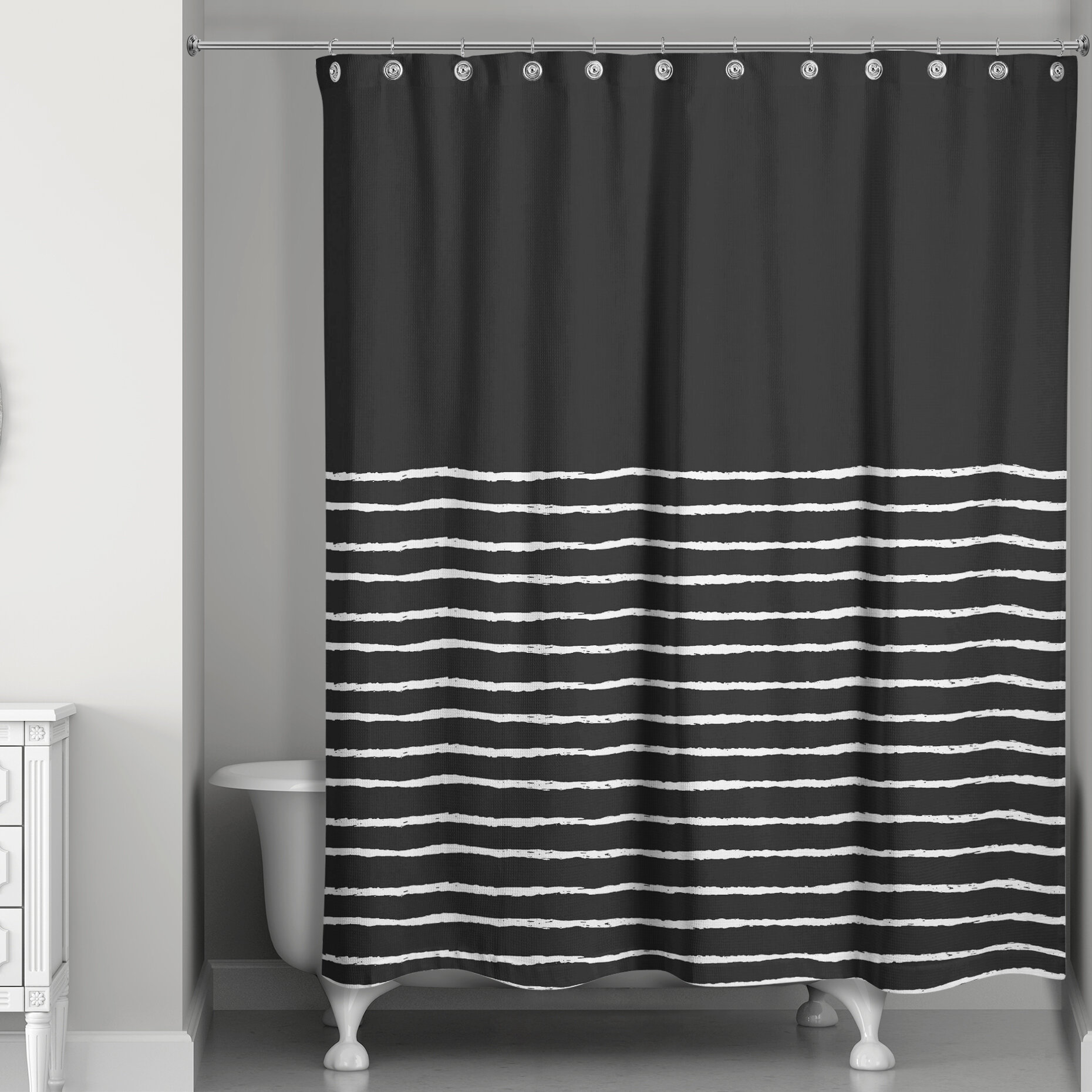 Orren Ellis Stenya Sketch Stripes Single Shower Curtain Reviews Wayfair