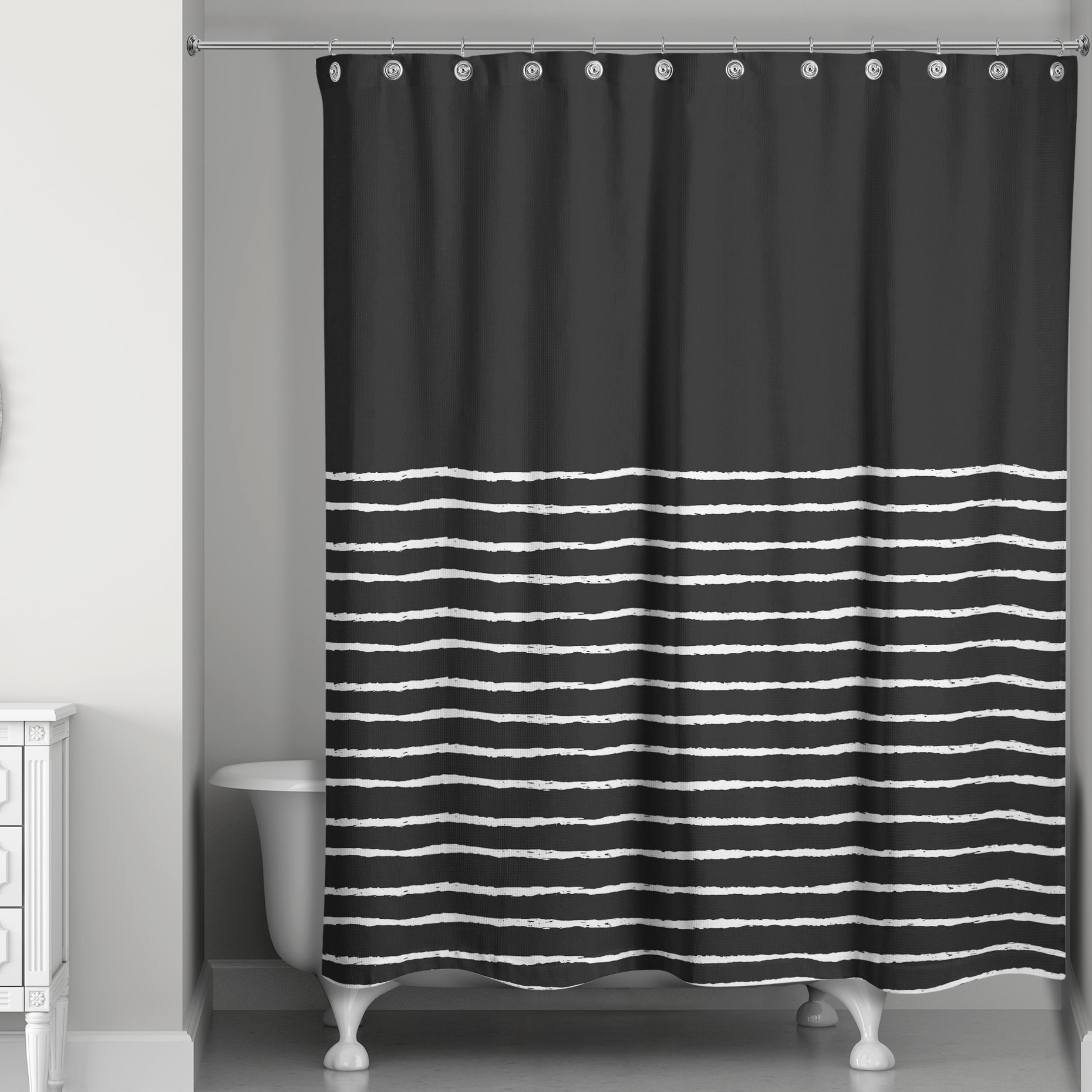 black and white bathroom shower curtain