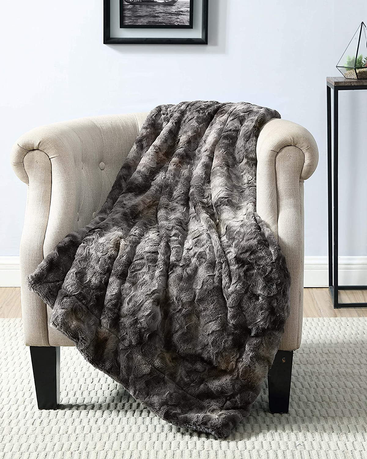 Luxury Mink Faux Fur Throws Super Soft Warm Cosy Sofa & Plain Bed Fleece Blanket 