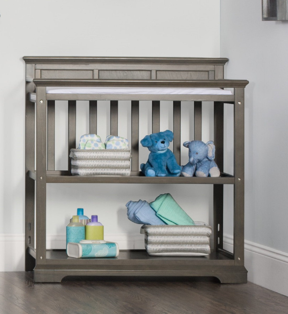 Child Craft Arched Top Changing Table with Pad Dapper Gray