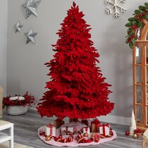 Red Christmas Artificial Tree Decoration Festival Holiday 2 3 4 5 6 7 8 FT Home 