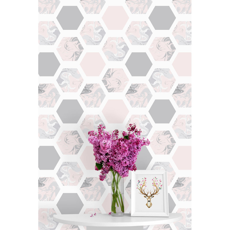 Wrought Studio Sahraoui Pastel Geometric Marble 75 L X 25 W Peel