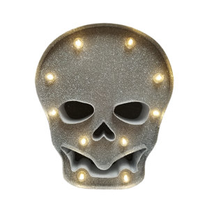 Battery Operated LED Metal Skull 10 Light Lighting Accessory