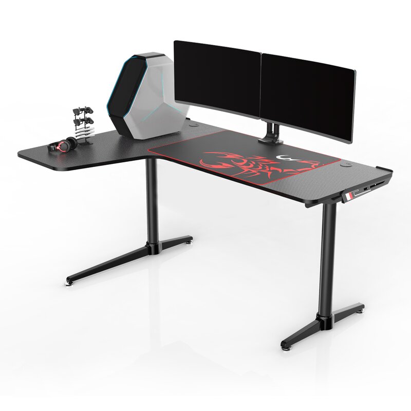 Wooden Top Rated L Shaped Gaming Desk for Small Room